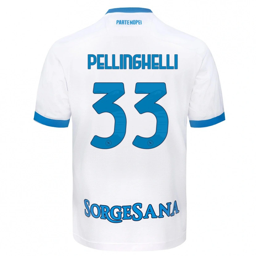 Danxen Uomo Maglia Alice Pellinghelli #33 Bianco Azzurro Kit Gara Away 2026/27 Maglietta