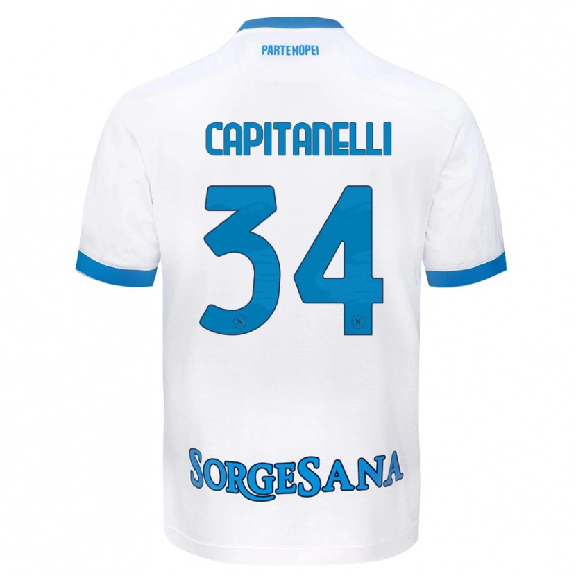 Danxen Uomo Maglia Ilaria Capitanelli #34 Bianco Azzurro Kit Gara Away 2026/27 Maglietta