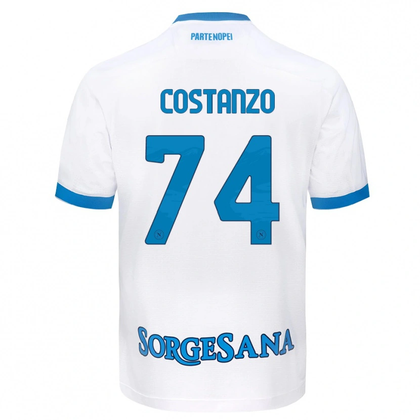 Danxen Uomo Maglia Davide Costanzo #74 Bianco Azzurro Kit Gara Away 2026/27 Maglietta