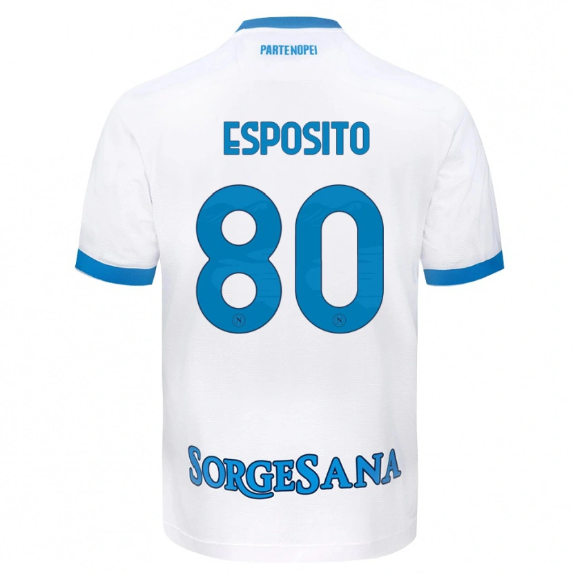 Danxen Uomo Maglia Luigi Esposito #80 Bianco Azzurro Kit Gara Away 2026/27 Maglietta