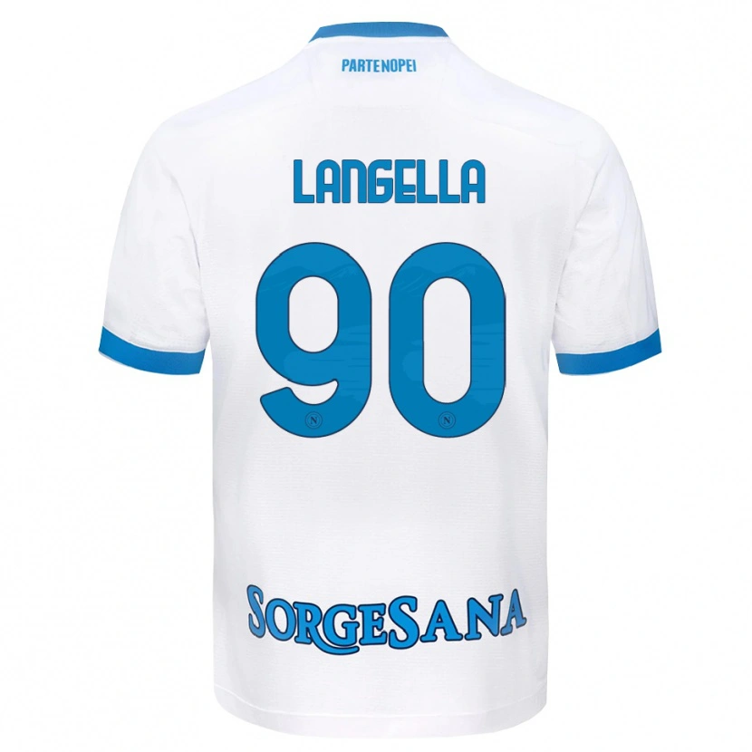Danxen Uomo Maglia Gabriella Langella #90 Bianco Azzurro Kit Gara Away 2026/27 Maglietta