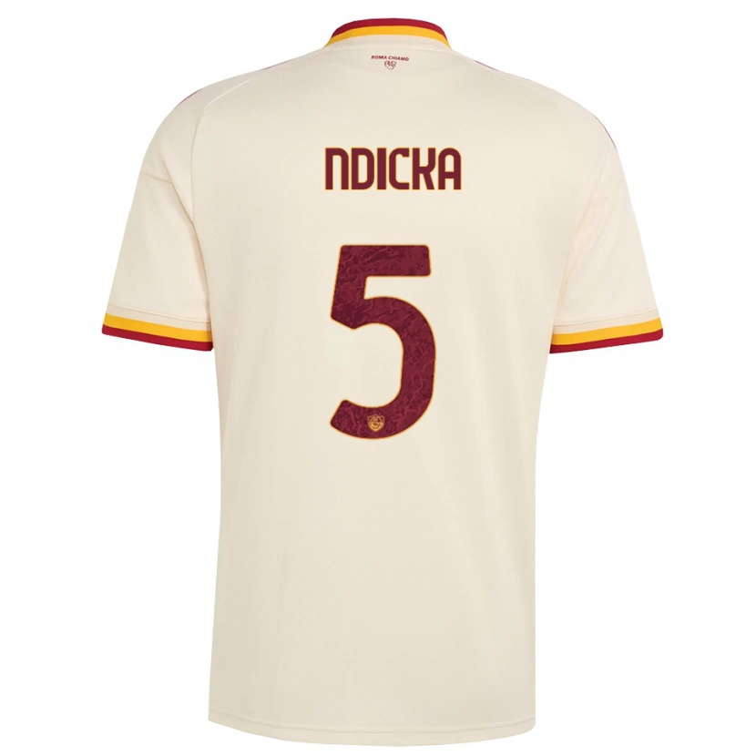 Danxen Uomo Maglia Evan Ndicka #5 Champagne Rosso Giallo Kit Gara Away 2026/27 Maglietta