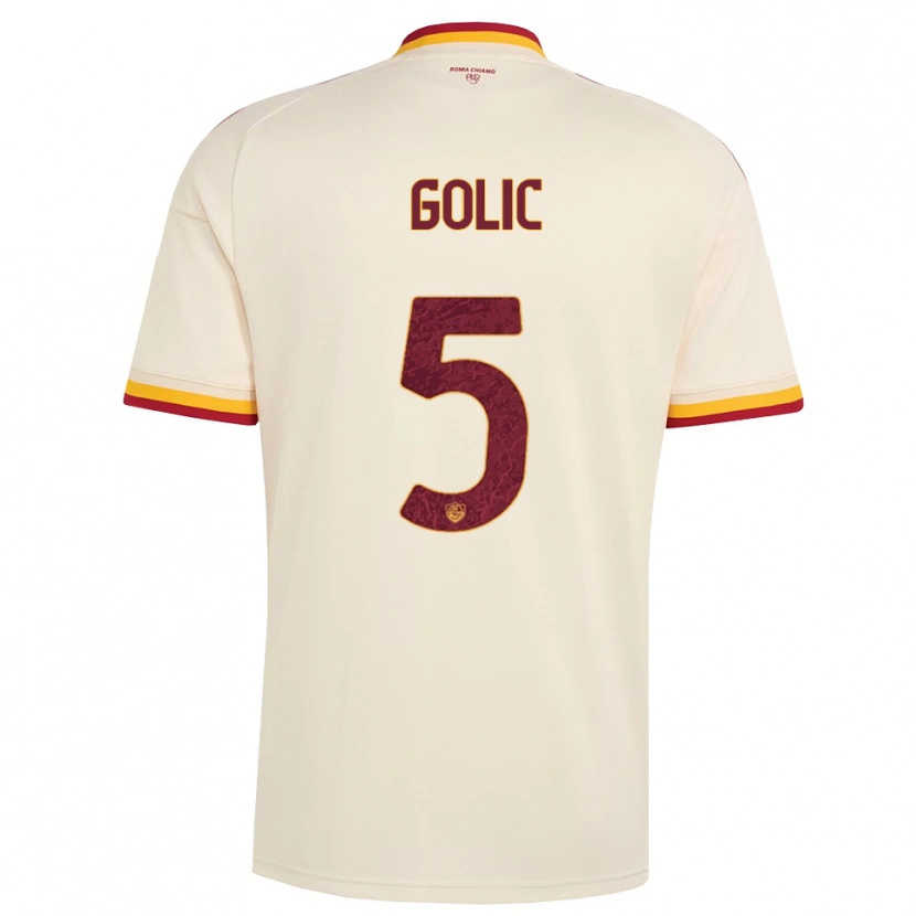 Danxen Uomo Maglia Lovro Golic #5 Champagne Rosso Giallo Kit Gara Away 2026/27 Maglietta