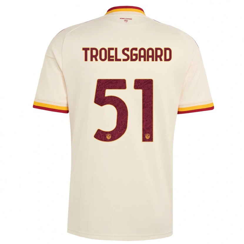Danxen Uomo Maglia Sanne Troelsgaard #51 Champagne Rosso Giallo Kit Gara Away 2026/27 Maglietta
