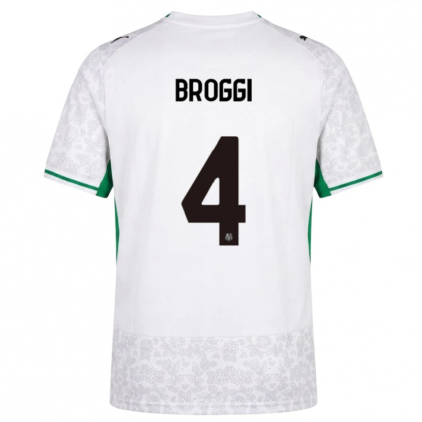 Danxen Uomo Maglia Nicola Broggi #4 Bianco Nero Verde Kit Gara Away 2026/27 Maglietta