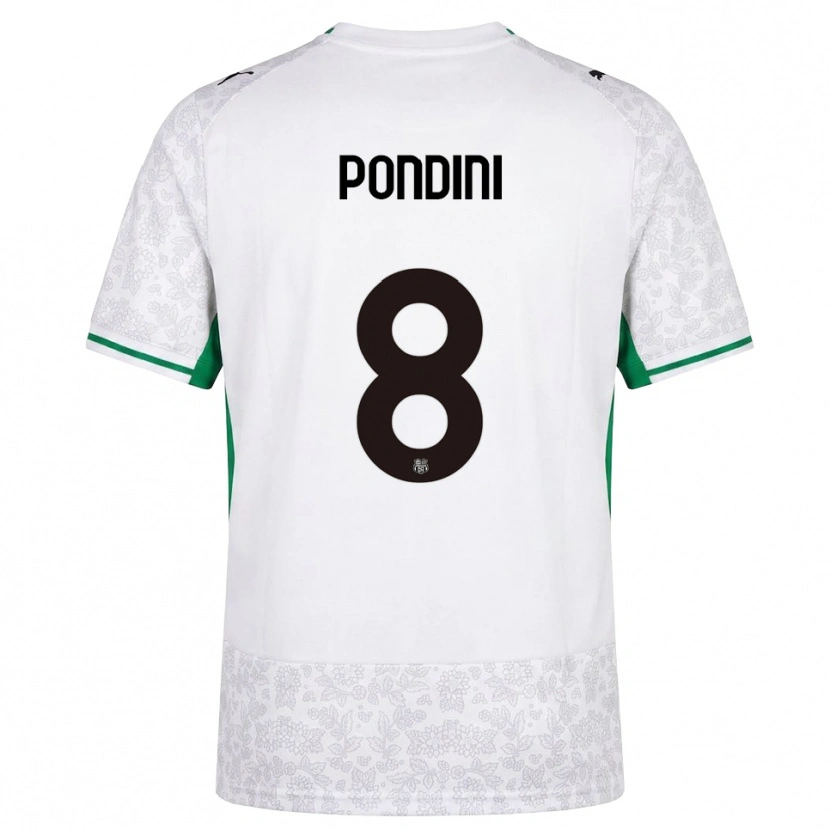 Danxen Uomo Maglia Giada Pondini #8 Bianco Nero Verde Kit Gara Away 2026/27 Maglietta