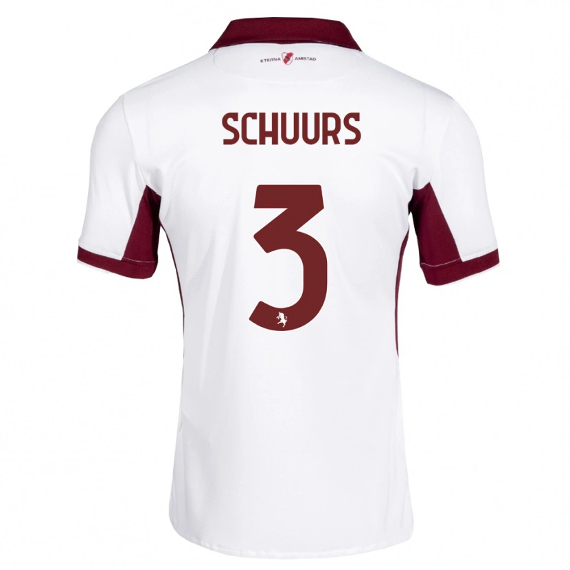 Danxen Uomo Maglia Perr Schuurs #3 Borgogna Bianco Rosso Kit Gara Away 2026/27 Maglietta