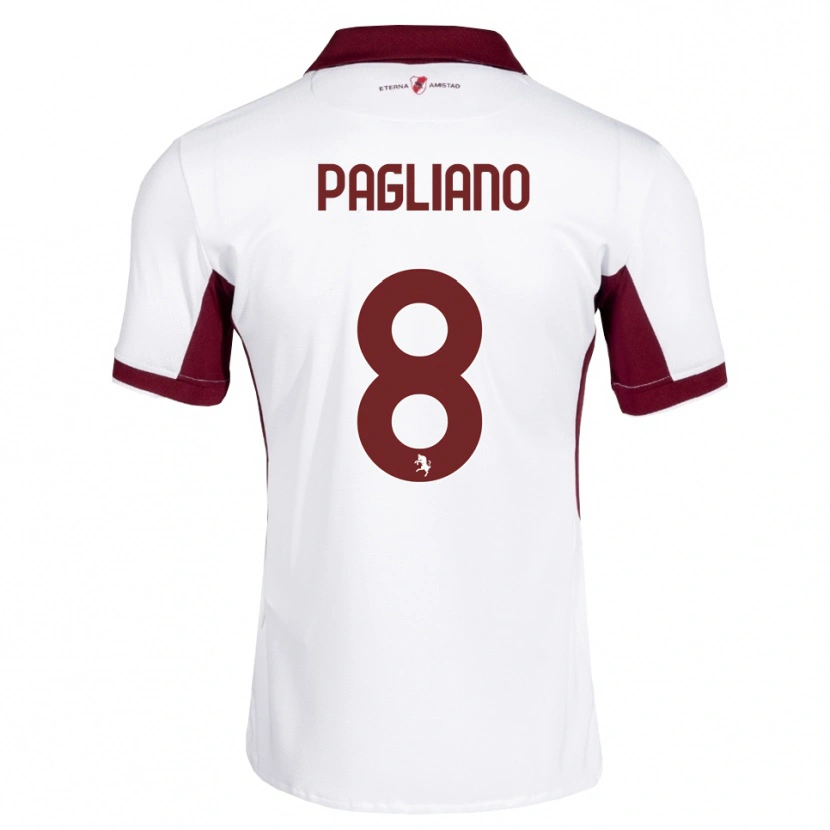 Danxen Uomo Maglia Nicolò Pagliano #8 Borgogna Bianco Rosso Kit Gara Away 2026/27 Maglietta