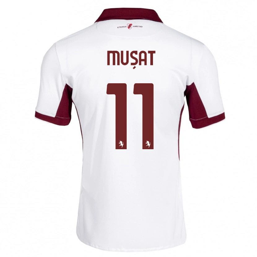 Danxen Uomo Maglia Nicolas Mușat #11 Borgogna Bianco Rosso Kit Gara Away 2026/27 Maglietta