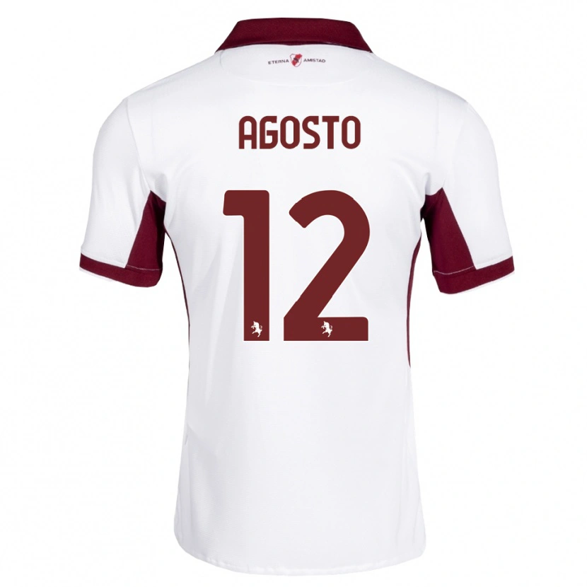 Danxen Uomo Maglia Gabriel Agosto #12 Borgogna Bianco Rosso Kit Gara Away 2026/27 Maglietta