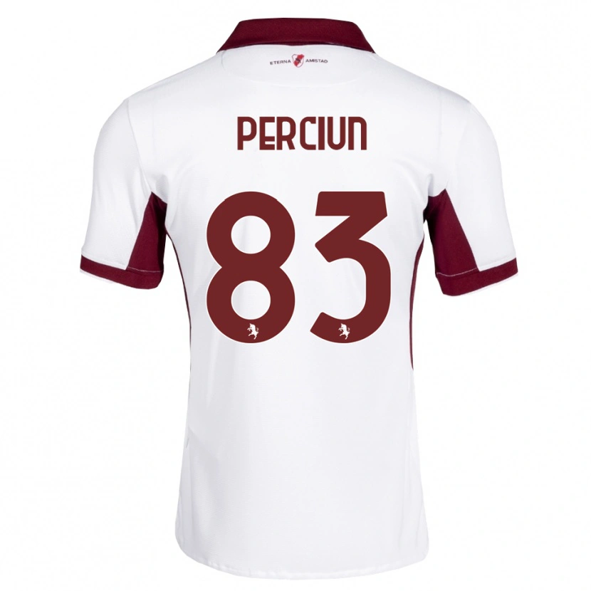 Danxen Uomo Maglia Sergiu Perciun #83 Borgogna Bianco Rosso Kit Gara Away 2026/27 Maglietta