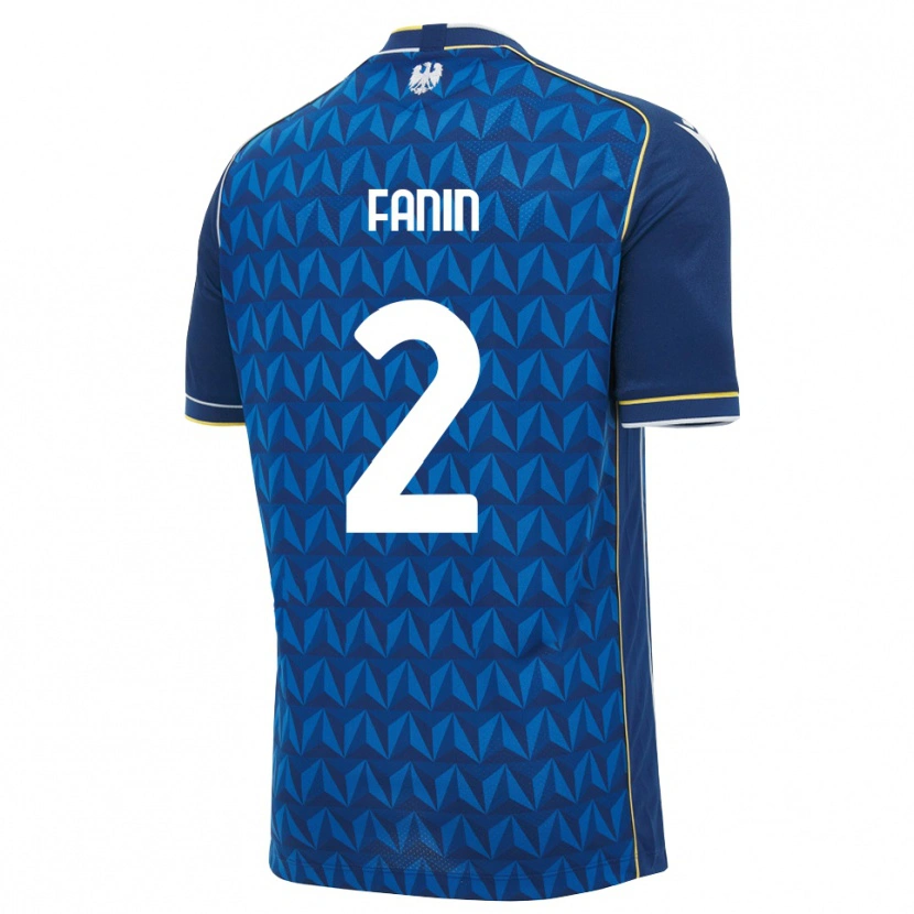 Danxen Uomo Maglia Alessandro Fanin #2 Blu Reale Blu Bianco Kit Gara Away 2026/27 Maglietta