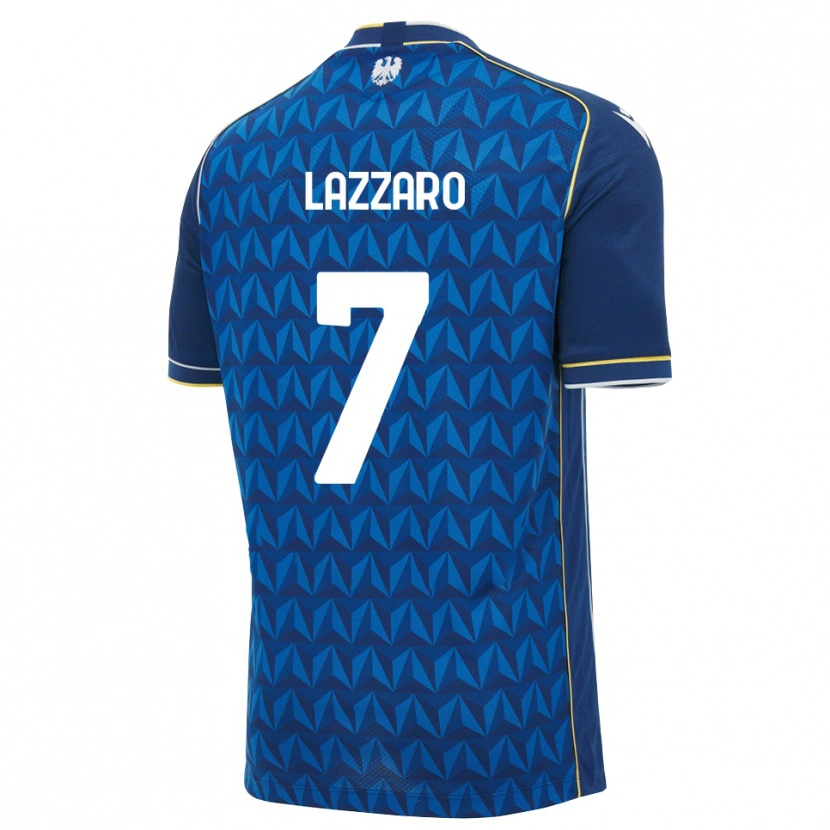 Danxen Uomo Maglia Davide Lazzaro #7 Blu Reale Blu Bianco Kit Gara Away 2026/27 Maglietta