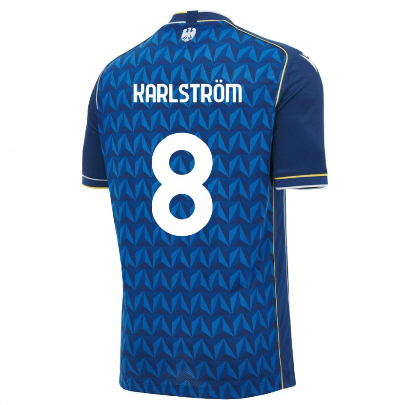 Danxen Uomo Maglia Jesper Karlström #8 Blu Reale Blu Bianco Kit Gara Away 2026/27 Maglietta