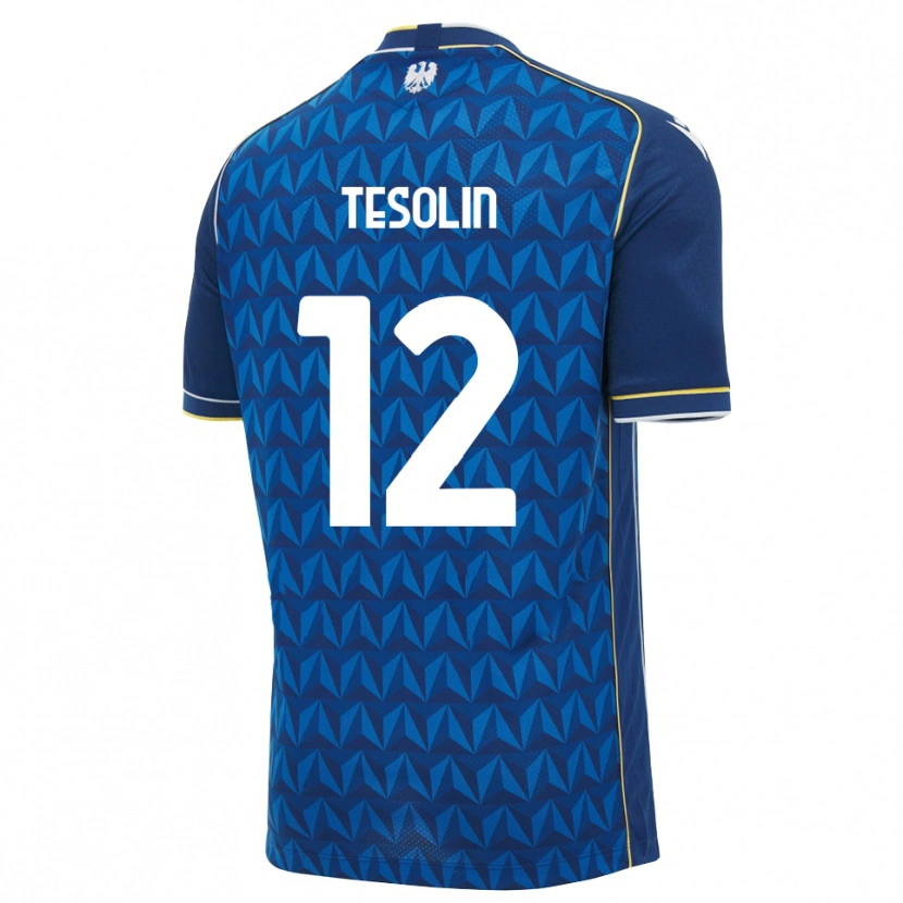 Danxen Uomo Maglia Matteo Tesolin #12 Blu Reale Blu Bianco Kit Gara Away 2026/27 Maglietta