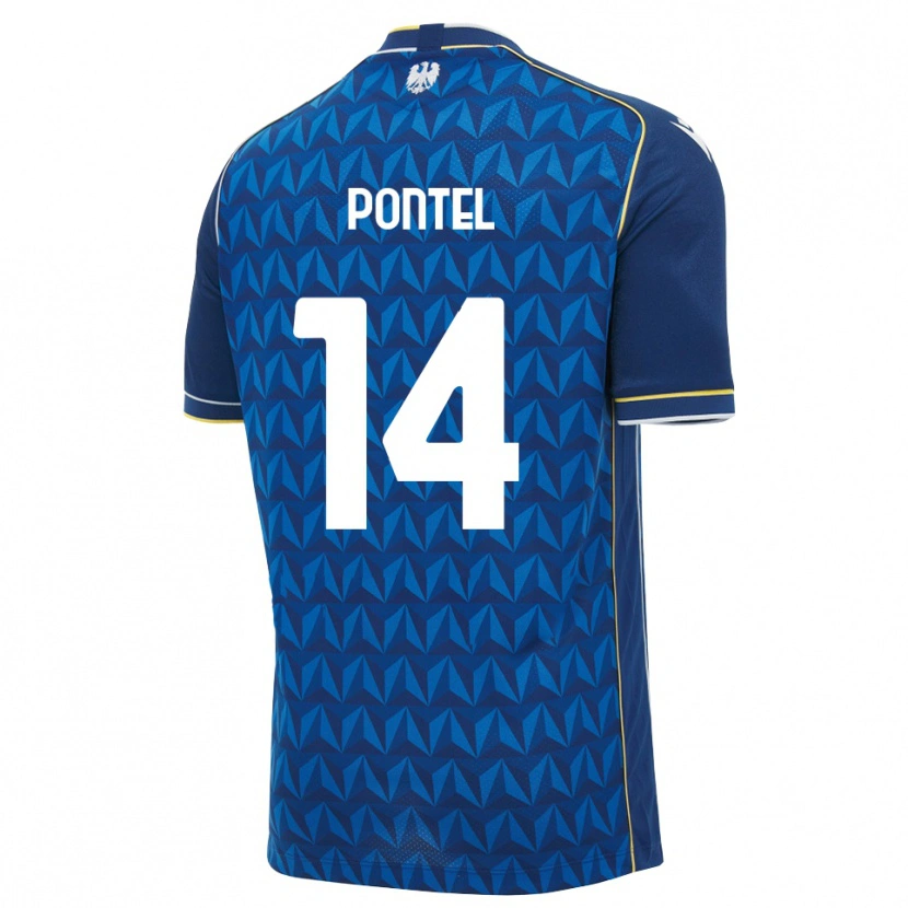 Danxen Uomo Maglia Simone Pontel #14 Blu Reale Blu Bianco Kit Gara Away 2026/27 Maglietta