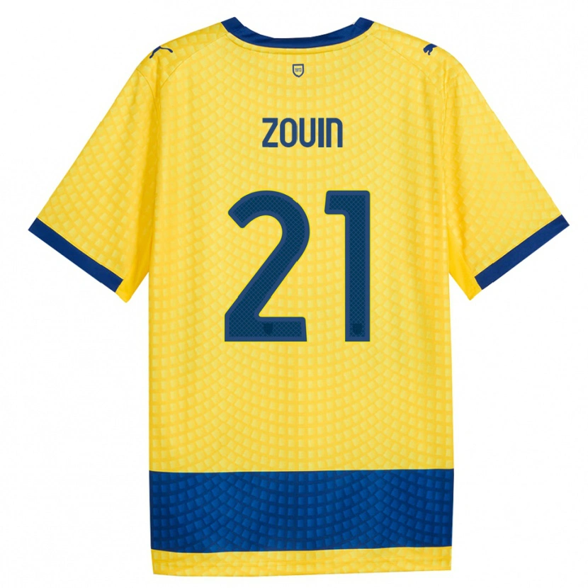 Danxen Uomo Maglia Aymen Zouin #21 Giallo Blu Nero Kit Gara Away 2026/27 Maglietta