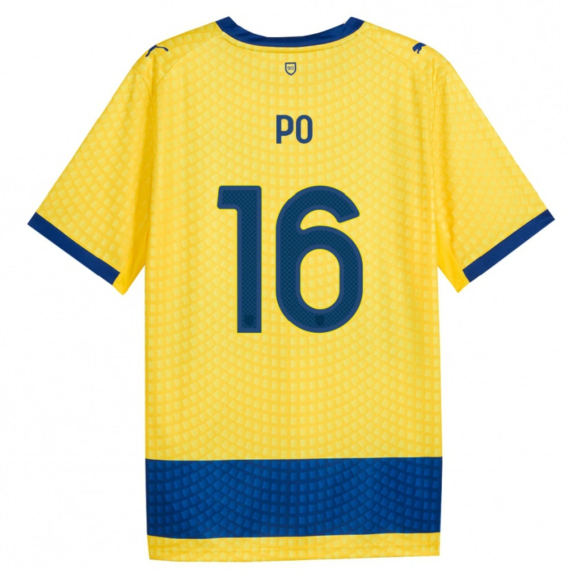 Danxen Uomo Maglia Federico Po #16 Giallo Blu Nero Kit Gara Away 2026/27 Maglietta