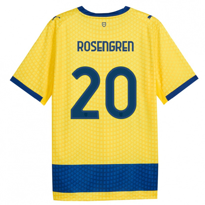 Danxen Uomo Maglia Lukas Rosengren #20 Giallo Blu Nero Kit Gara Away 2026/27 Maglietta