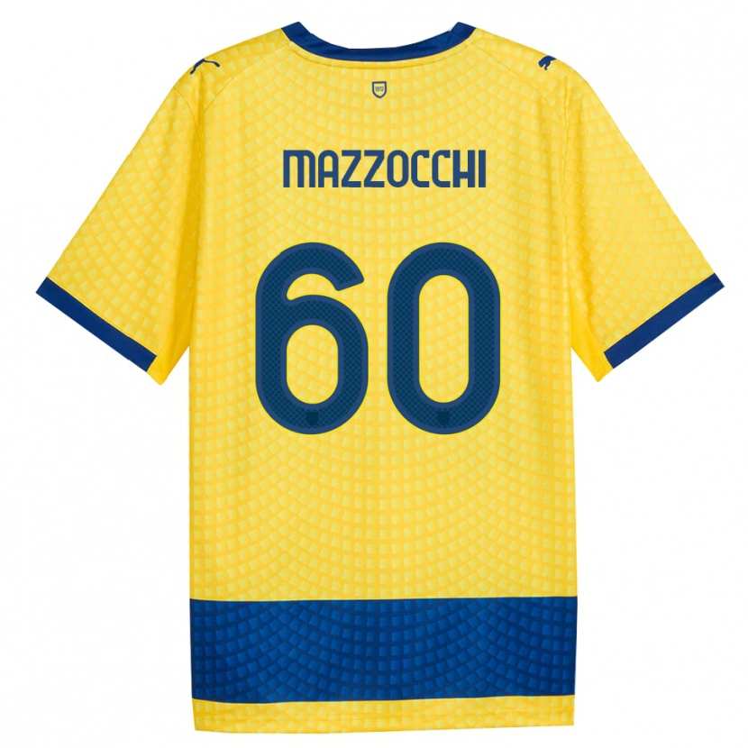 Danxen Uomo Maglia Alessandro Mazzocchi #60 Giallo Blu Nero Kit Gara Away 2026/27 Maglietta