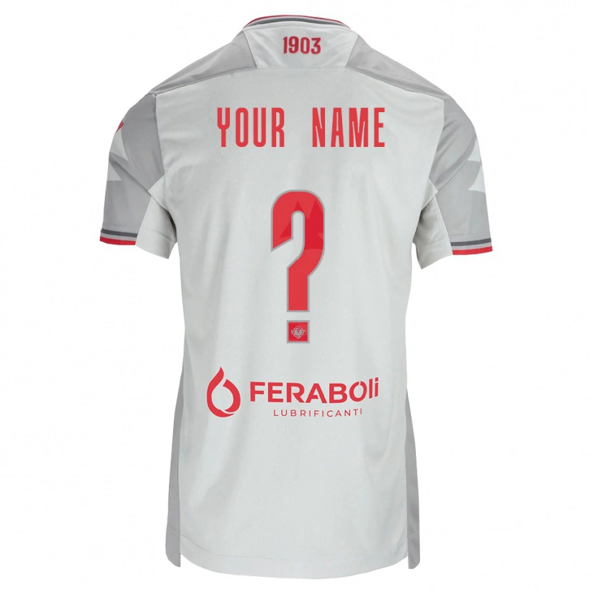 Danxen Uomo Maglia Il Tuo Nome #0 Grigio Bianco Rosso Kit Gara Away 2026/27 Maglietta