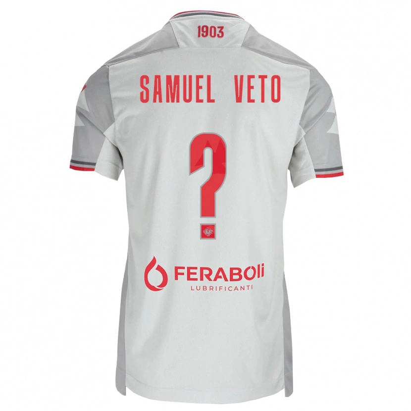 Danxen Uomo Maglia Djoloelie Samuel Veto #0 Grigio Bianco Rosso Kit Gara Away 2026/27 Maglietta