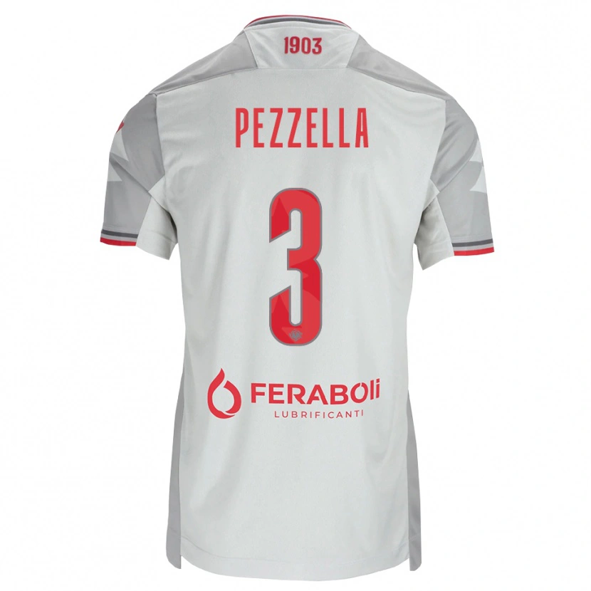 Danxen Uomo Maglia Giuseppe Pezzella #3 Grigio Bianco Rosso Kit Gara Away 2026/27 Maglietta
