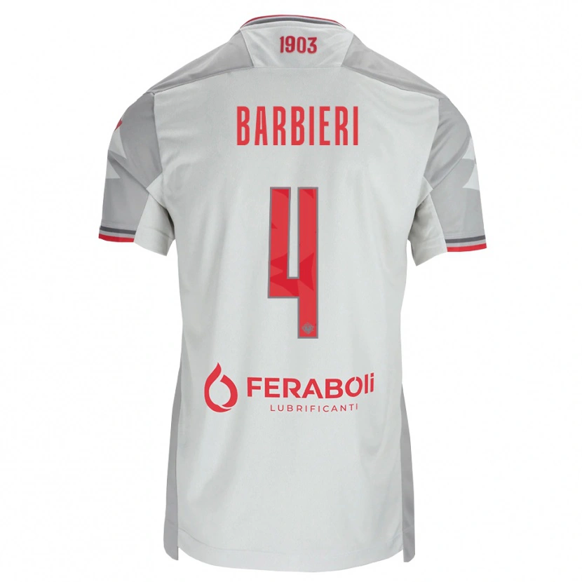 Danxen Uomo Maglia Tommaso Barbieri #4 Grigio Bianco Rosso Kit Gara Away 2026/27 Maglietta
