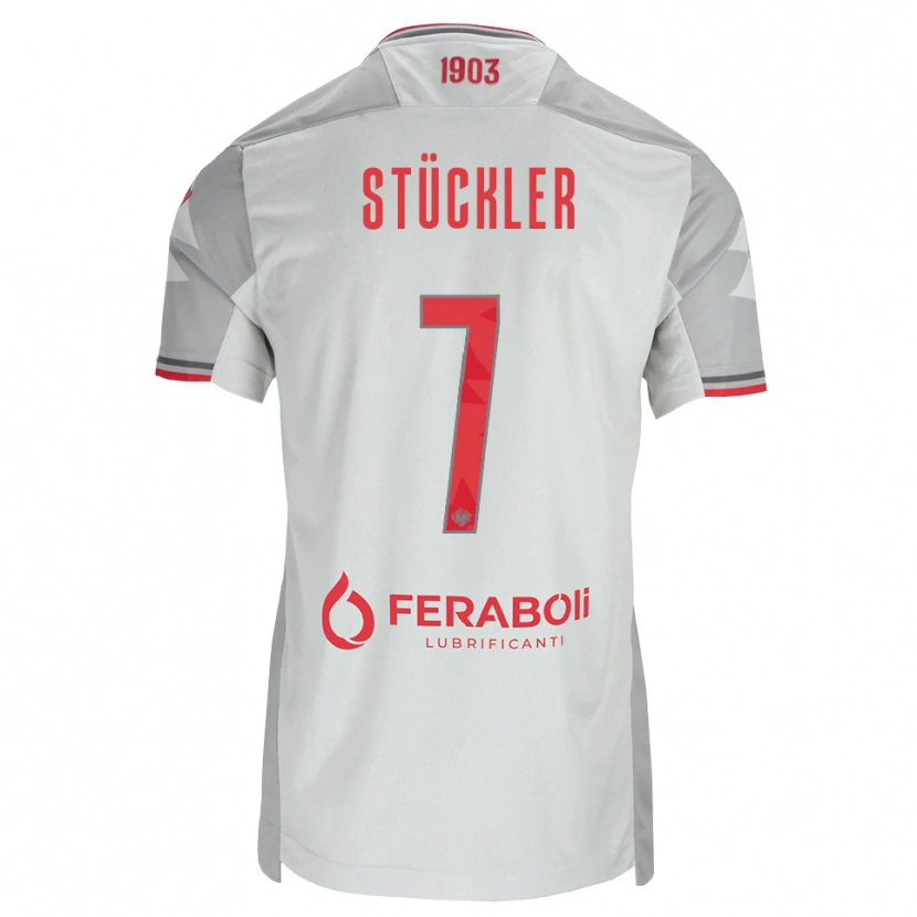 Danxen Uomo Maglia David Stückler #7 Grigio Bianco Rosso Kit Gara Away 2026/27 Maglietta