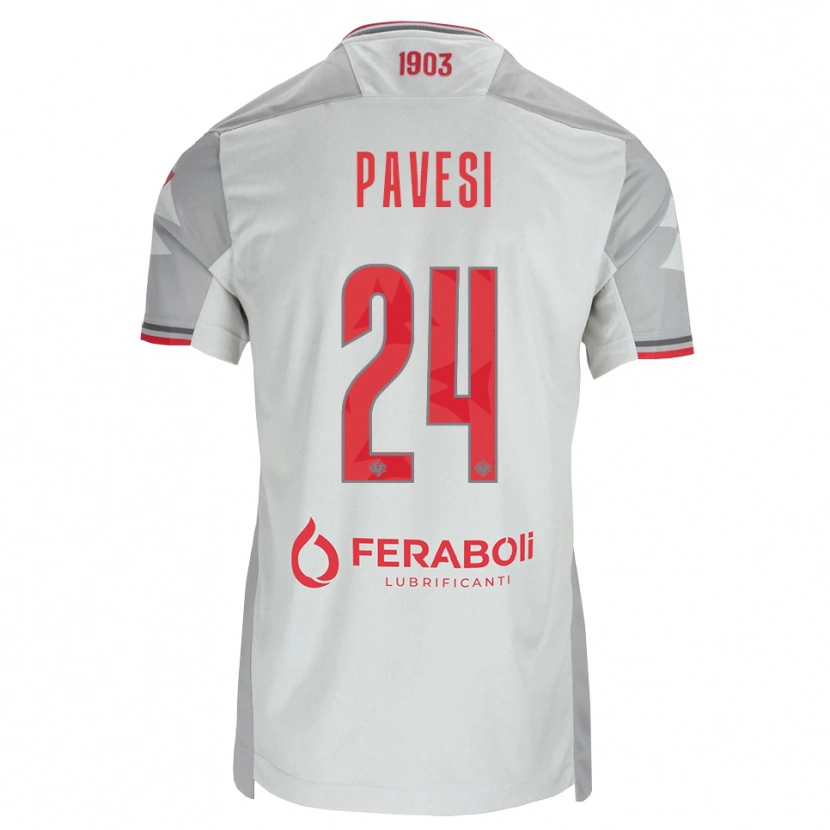 Danxen Uomo Maglia Davide Pavesi #24 Grigio Bianco Rosso Kit Gara Away 2026/27 Maglietta