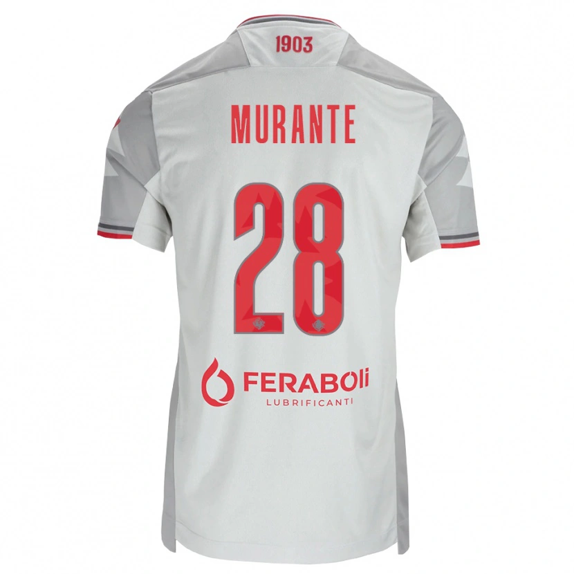 Danxen Uomo Maglia Alessandro Murante #28 Grigio Bianco Rosso Kit Gara Away 2026/27 Maglietta