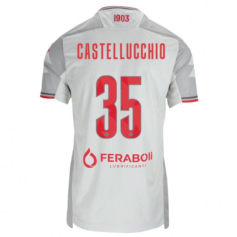Danxen Uomo Maglia Gabriele Castellucchio #35 Grigio Bianco Rosso Kit Gara Away 2026/27 Maglietta