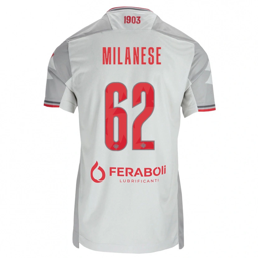 Danxen Uomo Maglia Tommaso Milanese #62 Grigio Bianco Rosso Kit Gara Away 2026/27 Maglietta