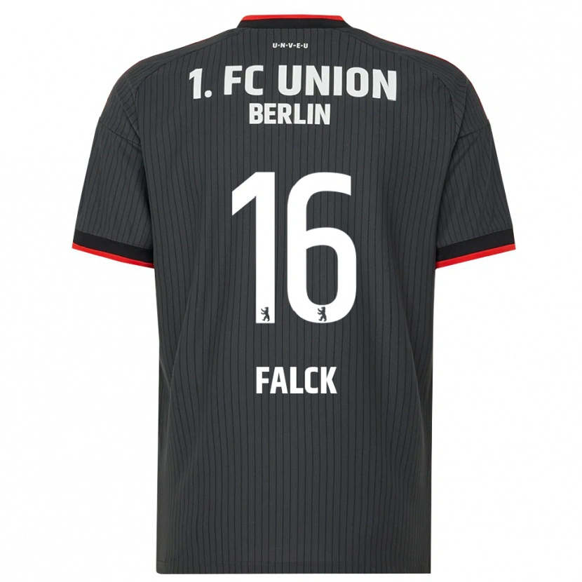 Danxen Uomo Maglia Johan Falck #16 Nero Bianco Rosso Kit Gara Away 2026/27 Maglietta