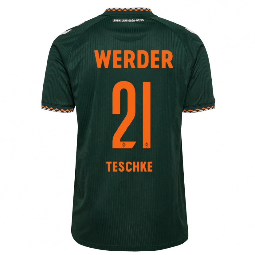 Danxen Uomo Maglia Tim Teschke #21 Verde Scuro Arancione Bianco Kit Gara Away 2026/27 Maglietta