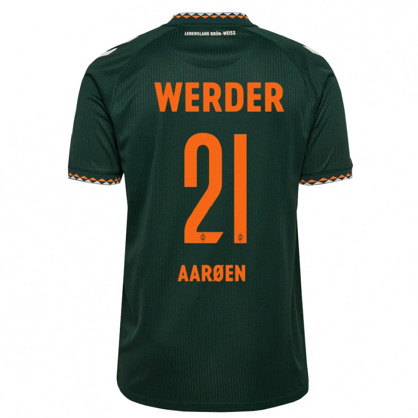 Danxen Uomo Maglia Isak Hansen-Aaröen #21 Verde Scuro Arancione Bianco Kit Gara Away 2026/27 Maglietta