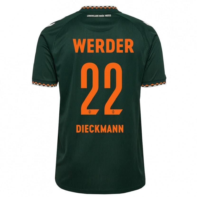 Danxen Uomo Maglia Rieke Dieckmann #22 Verde Scuro Arancione Bianco Kit Gara Away 2026/27 Maglietta