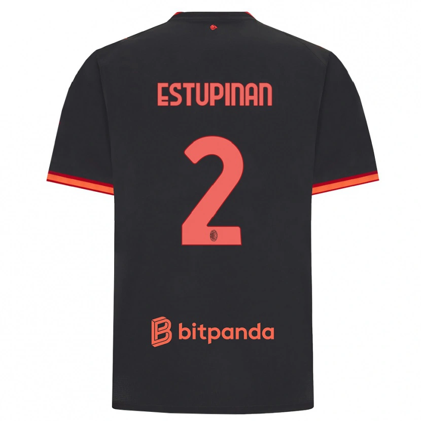 Danxen Uomo Maglia Pervis Estupiñán #2 Rosso Nero Kit Gara Third 2026/27 Maglietta