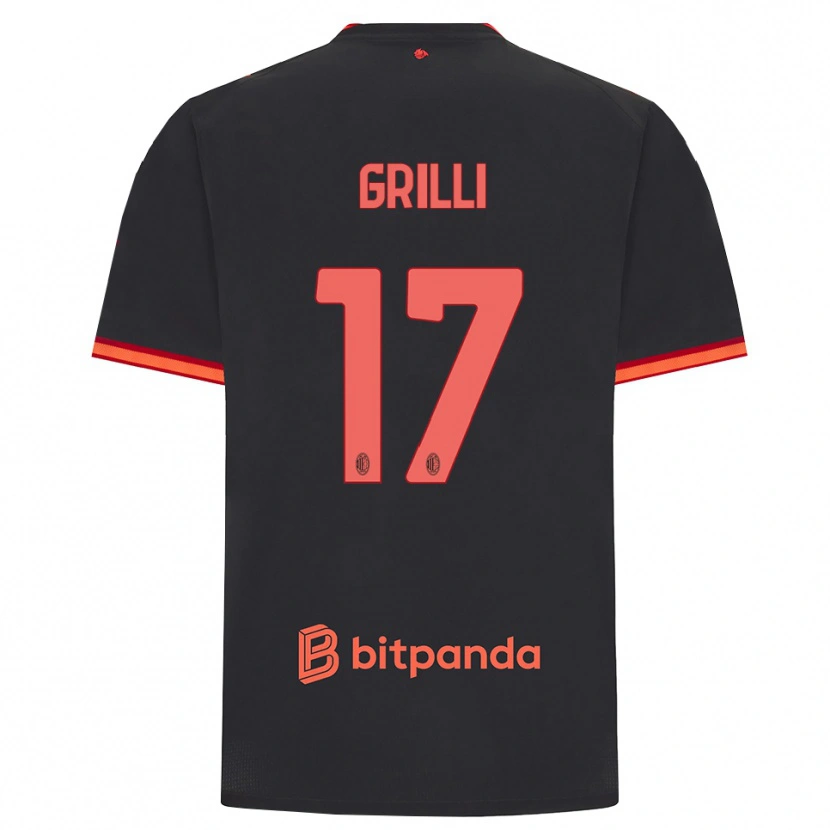 Danxen Uomo Maglia Federico Grilli #17 Rosso Nero Kit Gara Third 2026/27 Maglietta