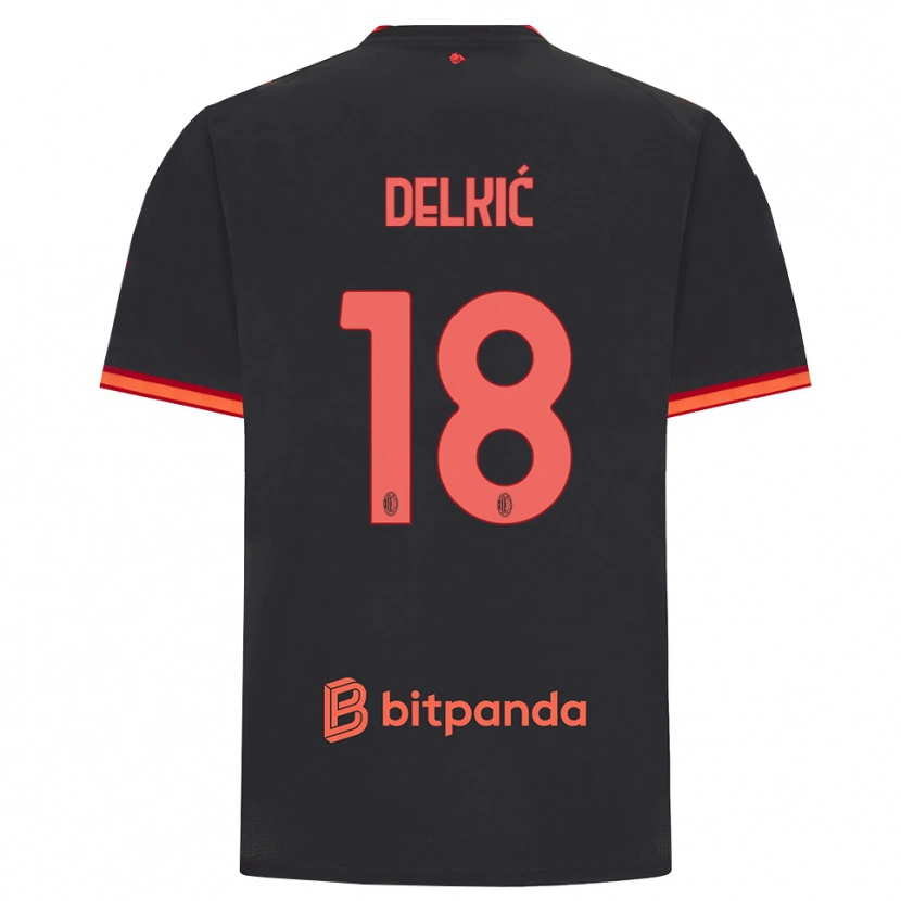 Danxen Uomo Maglia Dino Delkić #18 Rosso Nero Kit Gara Third 2026/27 Maglietta