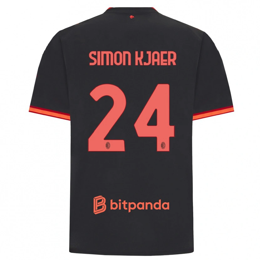 Danxen Uomo Maglia Simon Kjaer #24 Rosso Nero Kit Gara Third 2026/27 Maglietta