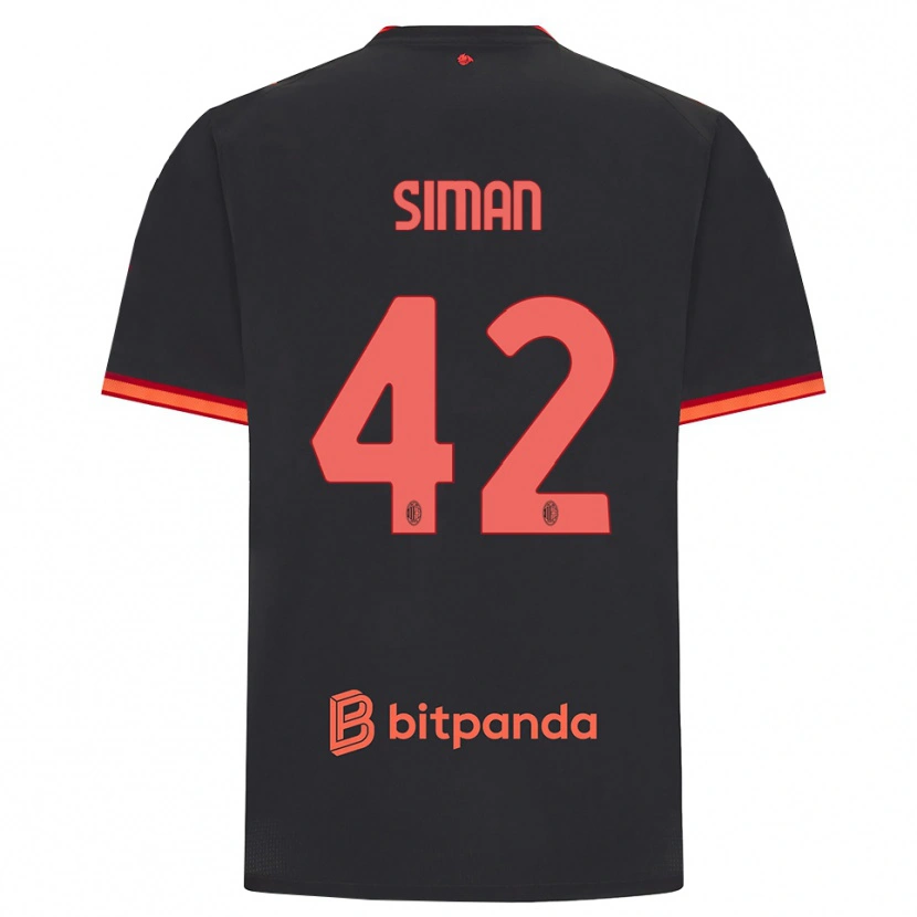 Danxen Uomo Maglia Alexandru Șiman #42 Rosso Nero Kit Gara Third 2026/27 Maglietta