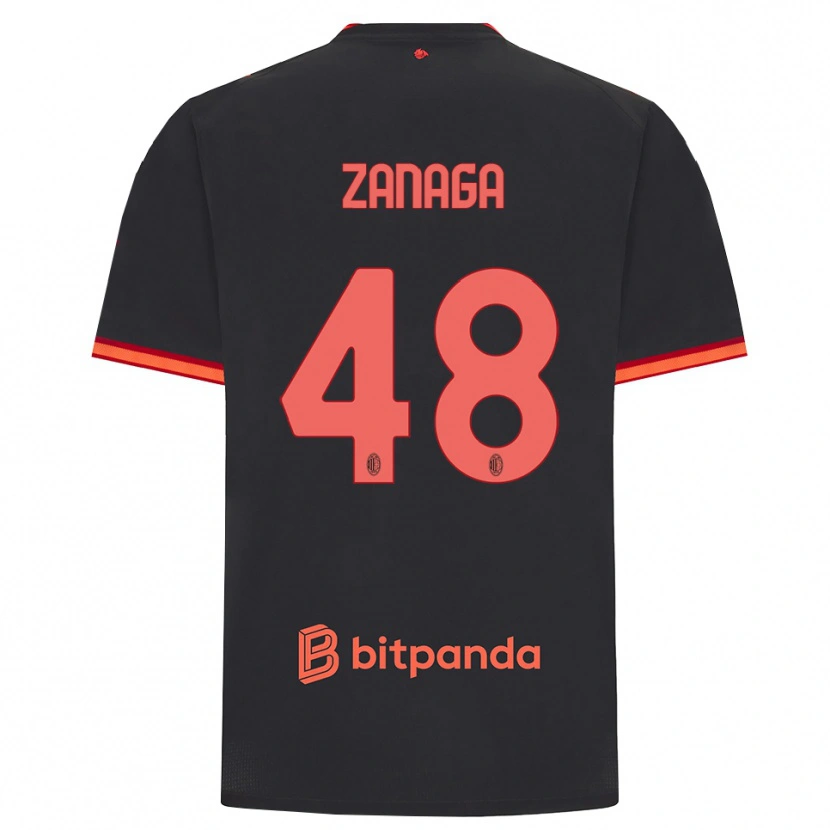 Danxen Uomo Maglia Edoardo Zanaga #48 Rosso Nero Kit Gara Third 2026/27 Maglietta