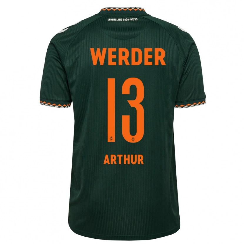 Danxen Uomo Maglia Arthur Augusto De Matos Soares #13 Verde Scuro Arancione Bianco Kit Gara Away 2026/27 Maglietta