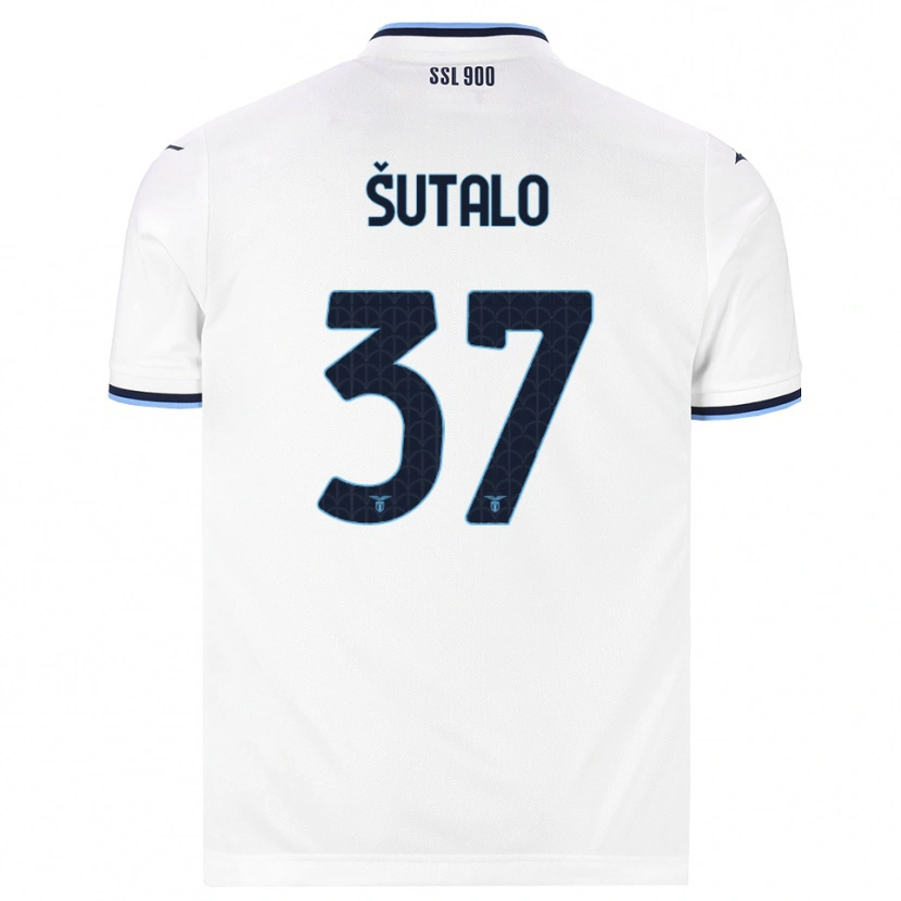 Danxen Donna Maglia Josip Sutalo #37 Bianco Blu Navy Kit Gara Away 2026/27 Maglietta