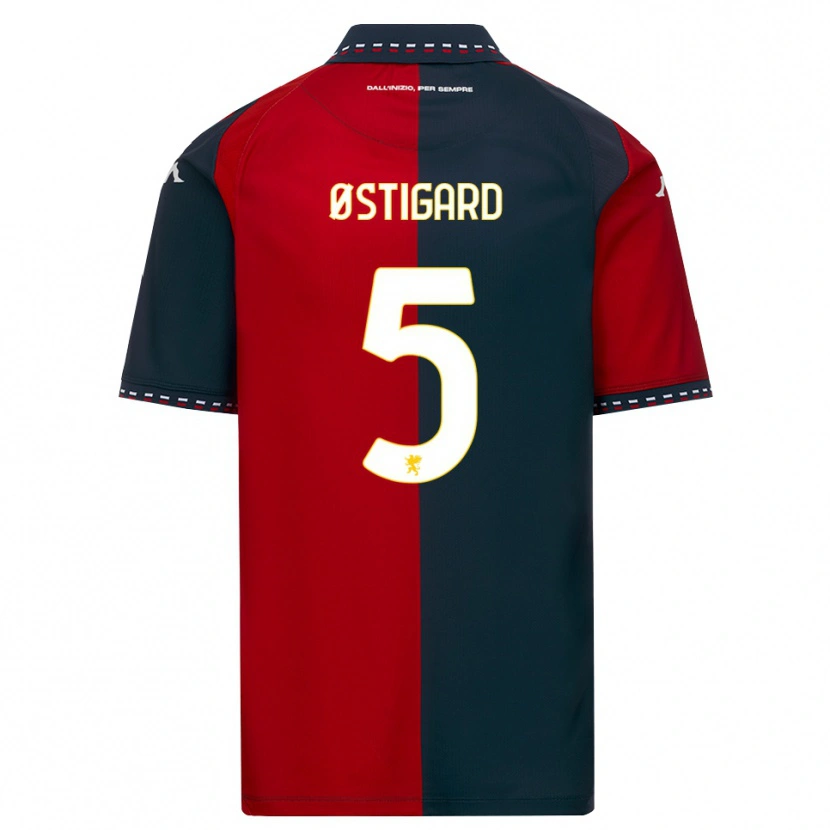 Danxen Donna Maglia Leo Østigård #5 Rosso Nero Bianco Kit Gara Home 2026/27 Maglietta