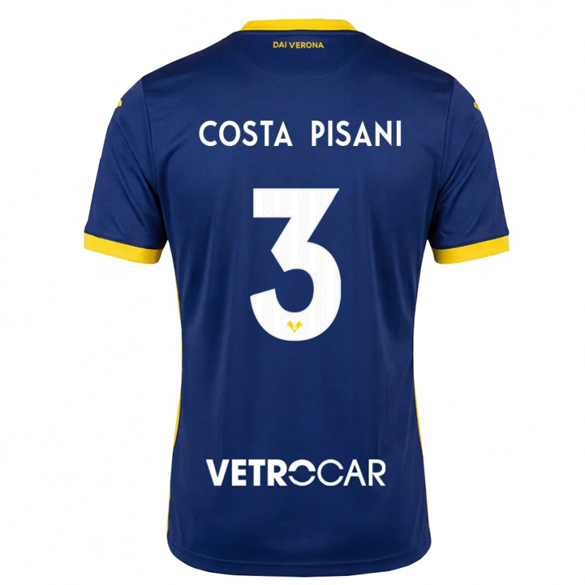 Danxen Donna Maglia Davide Costa Pisani #3 Blu Reale Giallo Bianco Kit Gara Home 2026/27 Maglietta