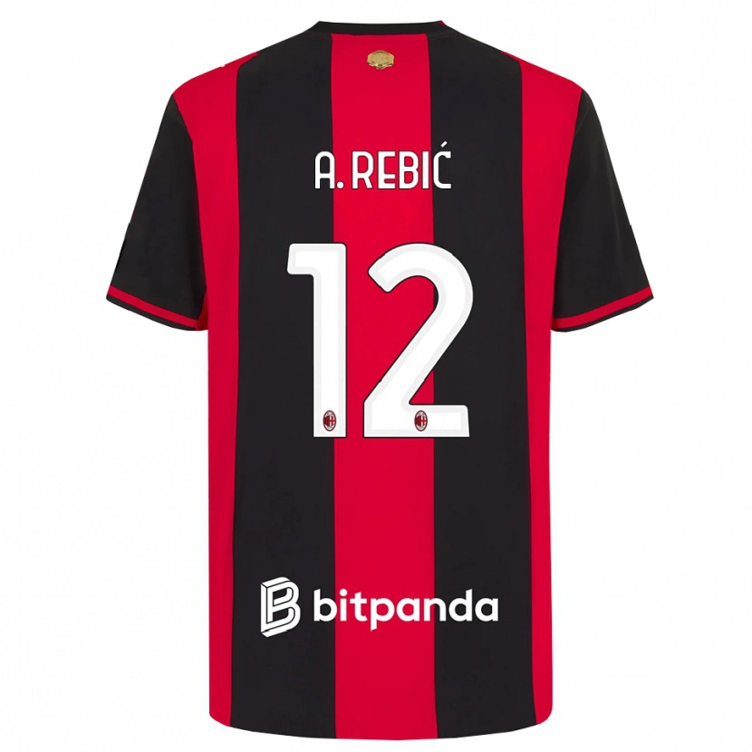 Danxen Donna Maglia Ante Rebic #12 Rosso Nero Bianco Kit Gara Home 2026/27 Maglietta