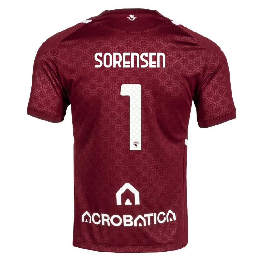 Danxen Donna Maglia Ben Sørensen #1 Borgogna Bianco Kit Gara Home 2026/27 Maglietta