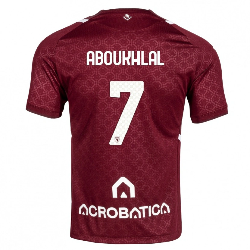Danxen Donna Maglia Zakaria Aboukhlal #7 Borgogna Bianco Kit Gara Home 2026/27 Maglietta